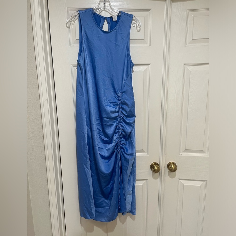 House of Harlow 1960 drawstring Blue Sleeveless Ruched Long‎ Maxi Dress XL